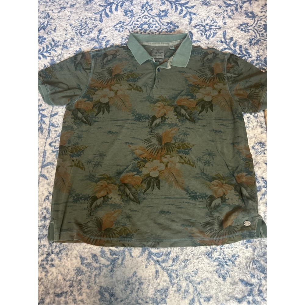 Tommy Bahama Denim Island Modern Fit Pique Heights Polo Shirt XXL 2XL Floral